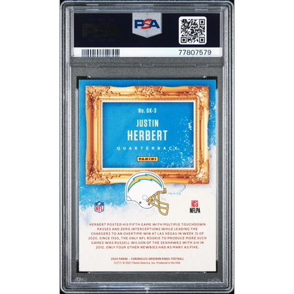 Graded 2020 Panini Chronicles Justin Herbert #GK3 Gridiron Kings Rookie RC Football Card PSA 10 Gem Mint | PSA 10 Gem Mint Graded Rookie Card | vintageantiquesgifts.com