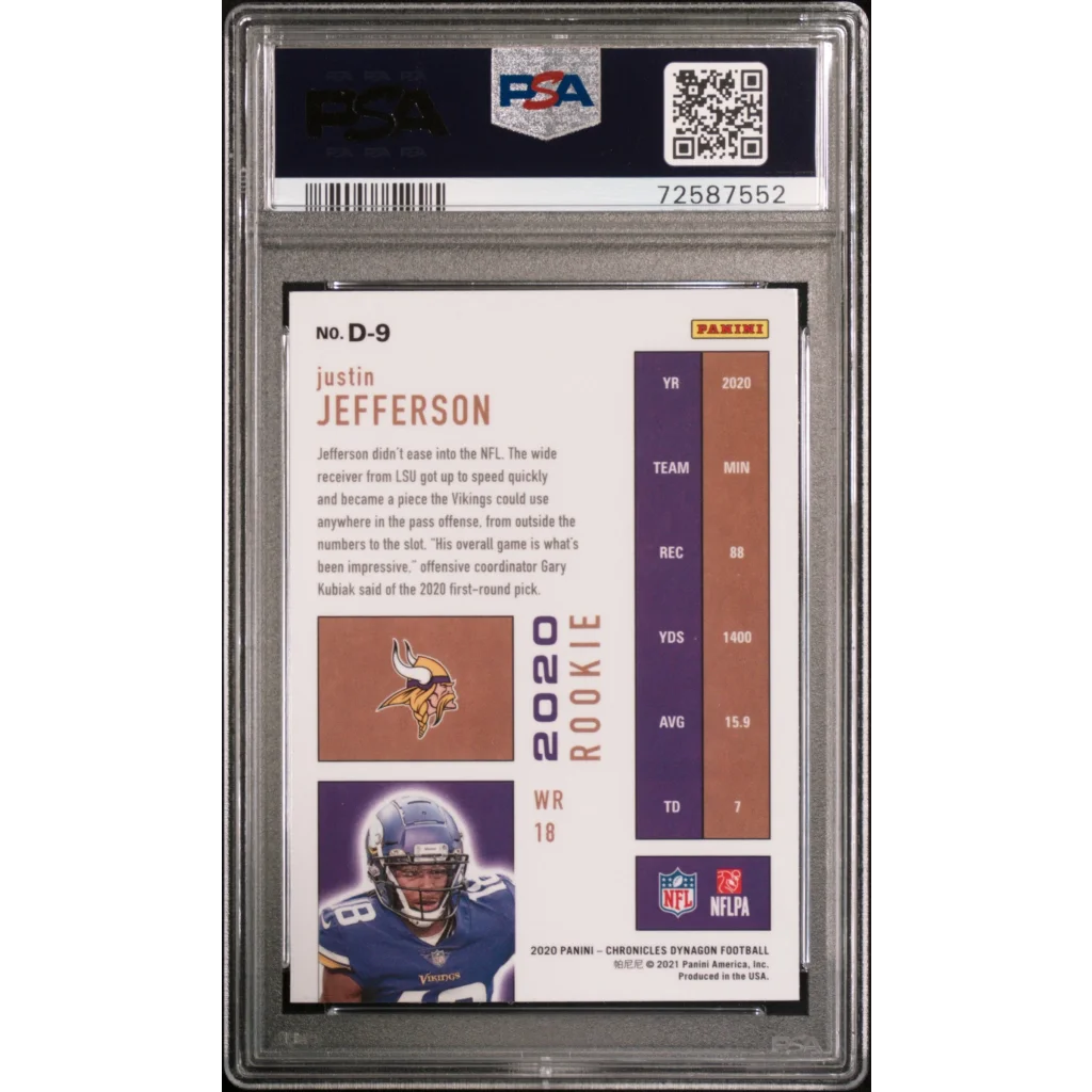 Graded Justin Jefferson rookie football card ready to score big in your collection