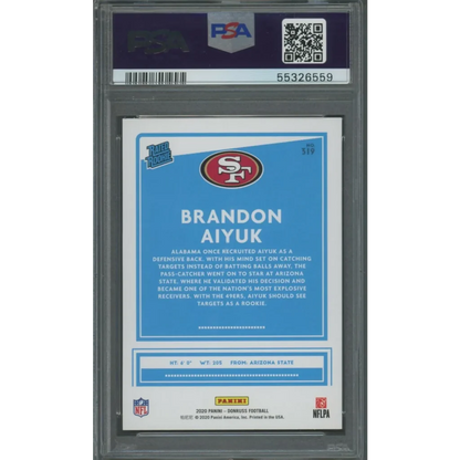 Graded 2020 Panini Donruss Brandon Aiyuk #319 Canvas Rookie RC Football Card PSA 10 Gem | PSA 10 Gem Mint Graded Rookie Card | vintageantiquesgifts.com