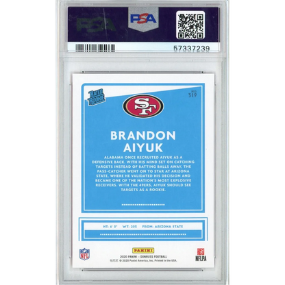 Graded 2020 Panini Donruss Brandon Aiyuk #319 Red Press Proof Rookie RC Football Card PSA 10 Gem Mint | PSA 10 Gem Mint Graded Rookie Card | vintageantiquesgifts.com
