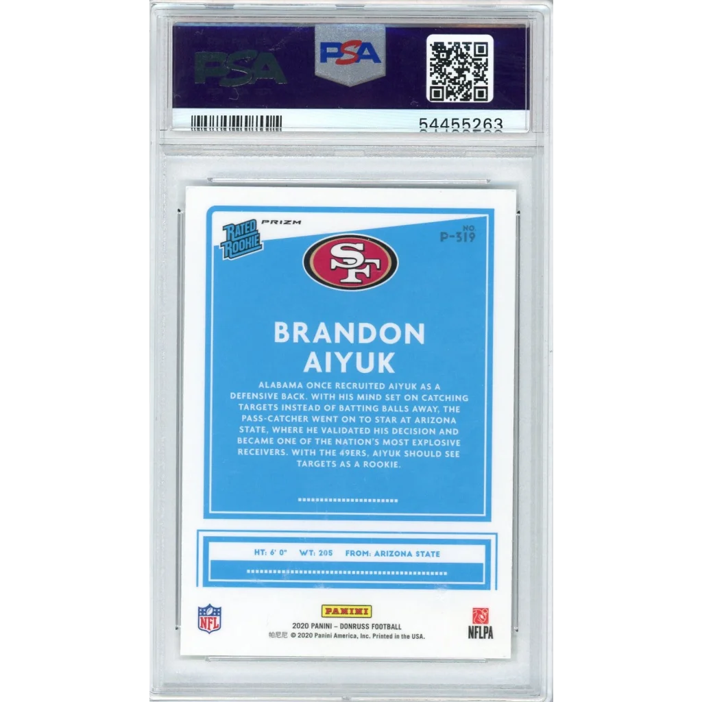 PSA 10 Graded 2020 Panini Donruss Brandon Aiyuk Optic Holo Rookie Card