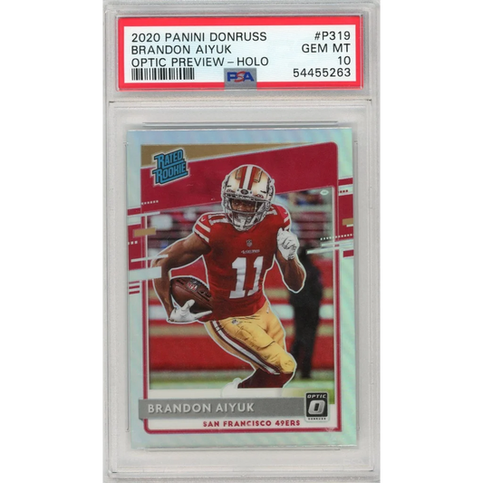 Graded 2020 Panini Donruss Brandon Aiyuk #P319 Optic Preview Holo Rookie RC Football Card PSA 10 Gem Mint | Hall of Fame Sports Memorabilia | vintageantiquesgifts.com