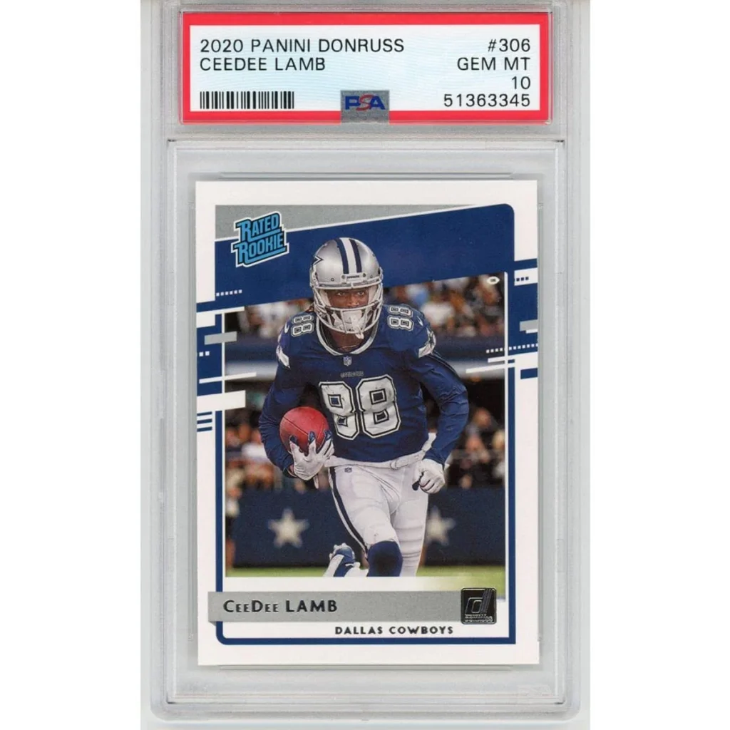 CeeDee Lamb 2020 Panini Donruss rookie card PSA GEM MT 10 by professional sports authenticator