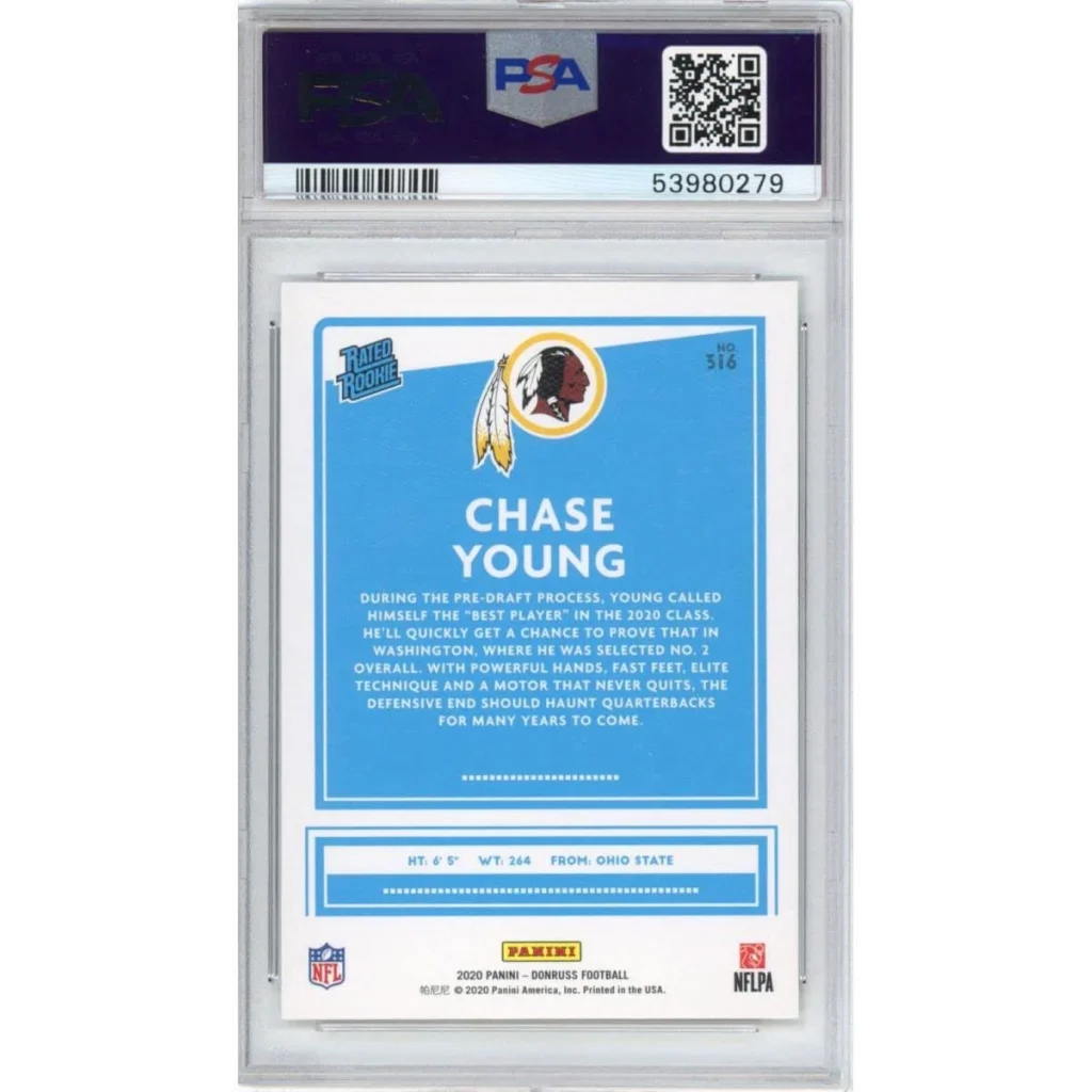 PSA graded Chase Young Panini Donruss Canvas card in gem mint condition