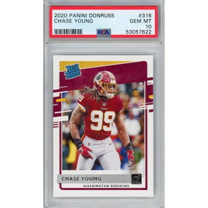 Graded 2020 Panini Donruss Chase Young #316 Rookie RC Football Card PSA 10 Gem Mint | Hall of Fame Sports Memorabilia | vintageantiquesgifts.com