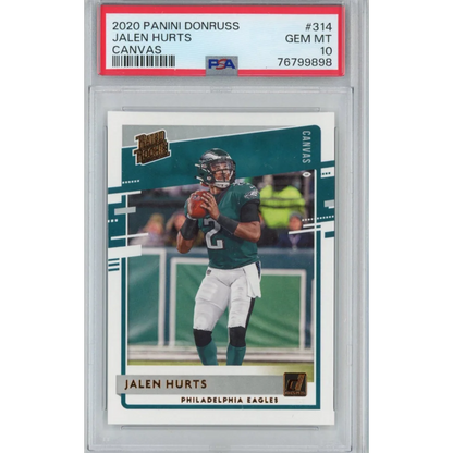 Graded PSA 10 Gem Mint 2020 Panini Donruss Jalen Hurts #314 Canvas Rookie Card