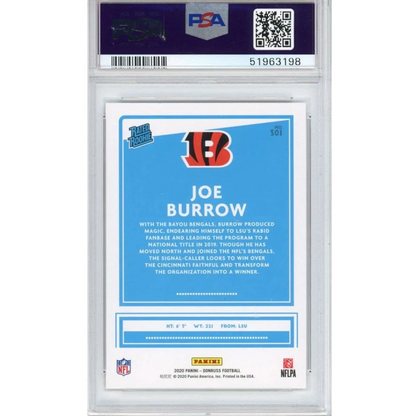 Graded 2020 Panini Donruss Joe Burrow #301 Rookie RC PSA 10 Bengals card