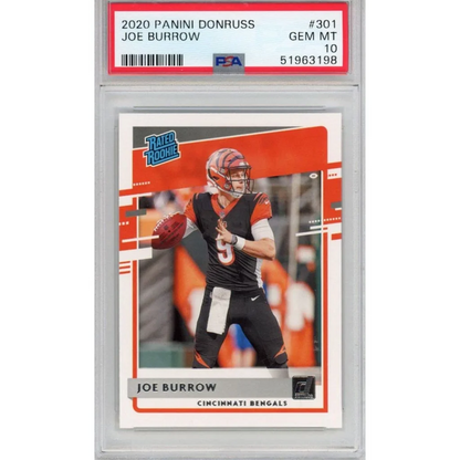 Graded 2020 Panini Donruss Joe Burrow #301 Rookie PSA 10 Gem Mint card