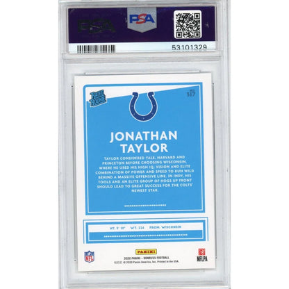 PSA graded Jonathan Taylor 2020 Panini Donruss rookie card by professional sports authenticator