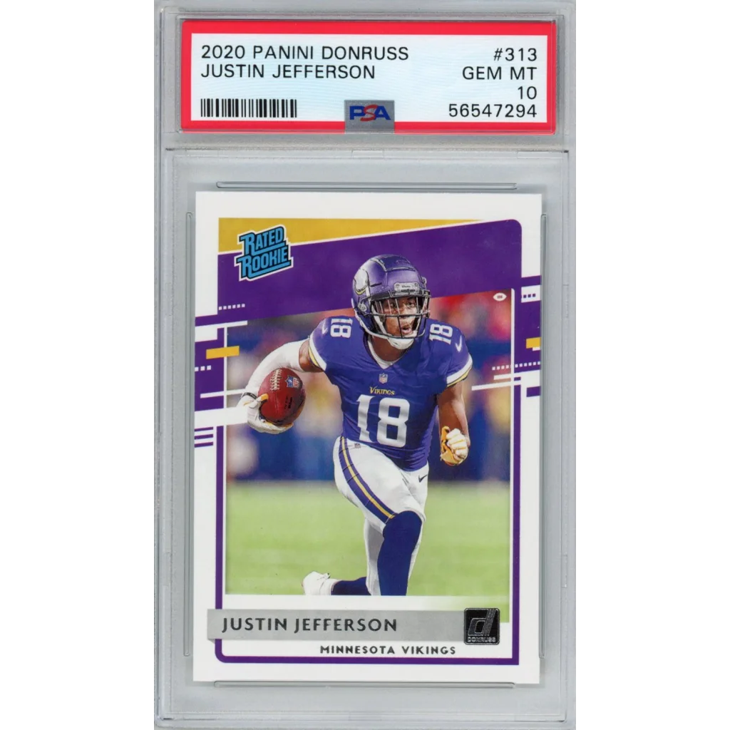 Graded 2020 Panini Donruss Justin Jefferson #313 Rookie RC PSA 10