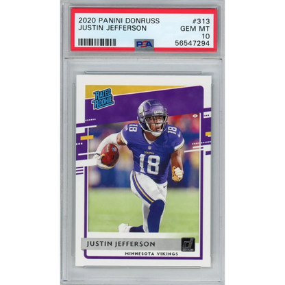 Graded 2020 Panini Donruss Justin Jefferson #313 Rookie RC PSA 10