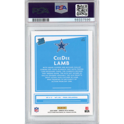 PSA graded CeeDee Lamb 2020 Panini Donruss Optic rookie football card