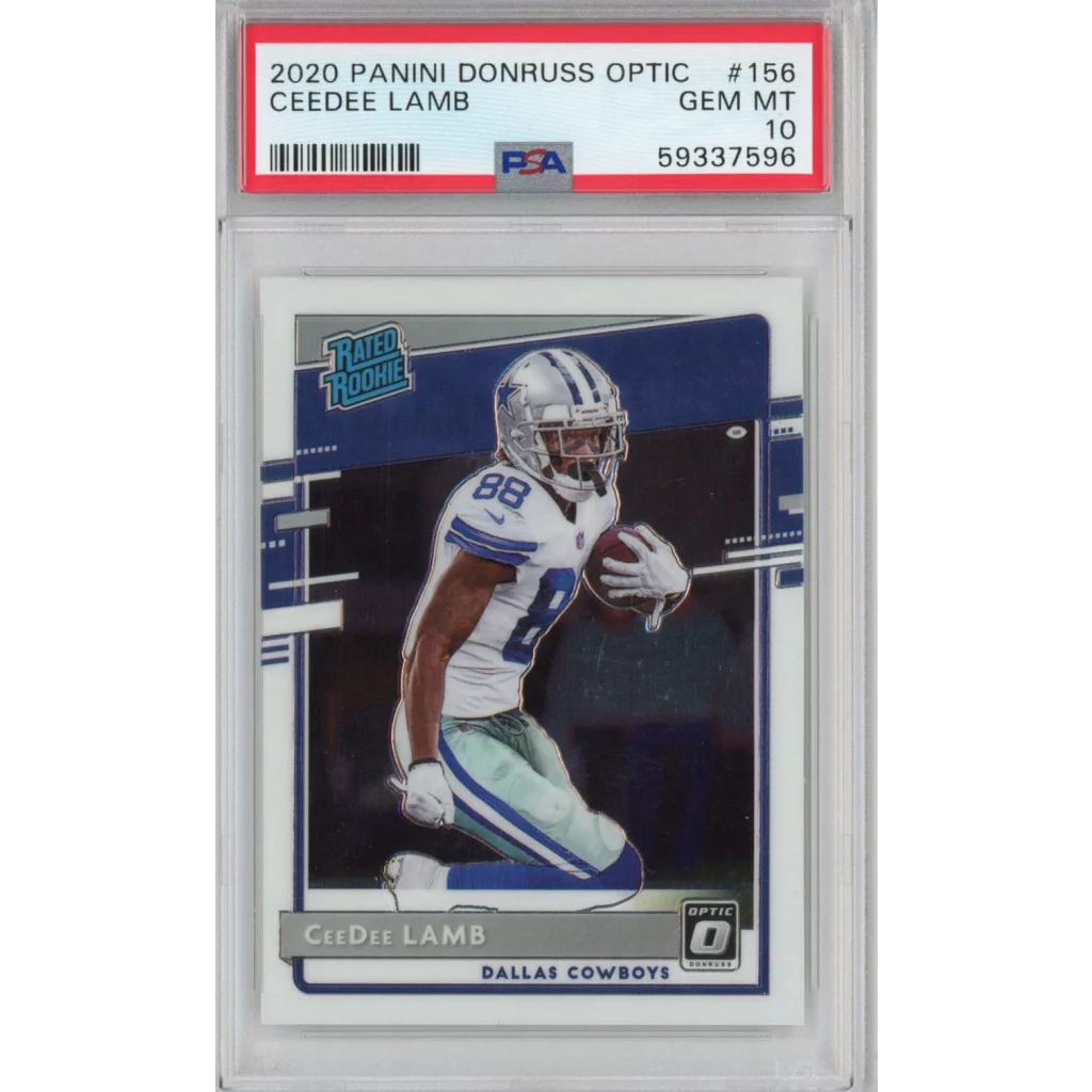 PSA graded 2020 Panini Donruss Optic CeeDee Lamb football rookie card