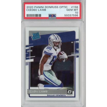 PSA graded 2020 Panini Donruss Optic CeeDee Lamb football rookie card