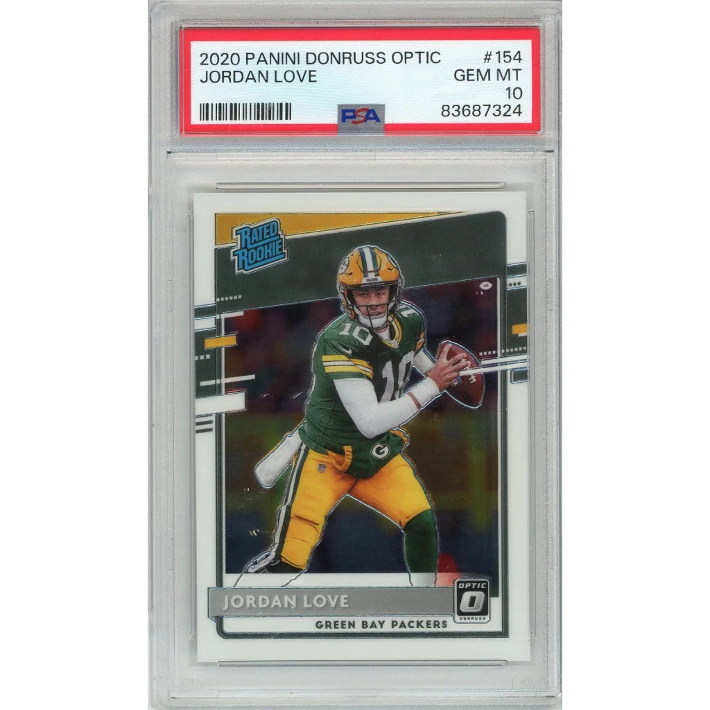 Graded 2020 Panini Donruss Optic Jordan Love #154 Rookie RC Football Card PSA 10 Gem Mint | Hall of Fame Sports Memorabilia | vintageantiquesgifts.com