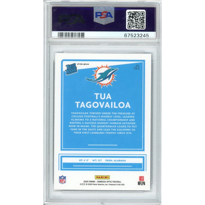 Graded 2020 Panini Donruss Optic Tua Tagovailoa #152 Blue Scope Rookie RC Football Card PSA 10 Gem Mint | PSA 10 Gem Mint Graded Rookie Card | vintageantiquesgifts.com