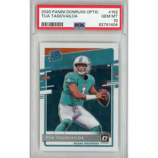 Graded 2020 Panini Donruss Optic Tua Tagovailoa #152 Rookie RC Football Card PSA 10 Gem Mint | Hall of Fame Sports Memorabilia | vintageantiquesgifts.com