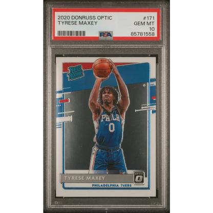 PSA Grade Tyrese Maxey 2020 Donruss Optic Rookie Basketball Card image