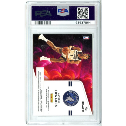 Graded 2020 Panini Hoops Anthony Edwards #HRAED Hot Signature Rookies Auto Rookie RC Basketball Card PSA 9 Mint