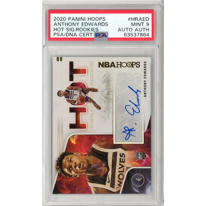 Graded 2020 Panini Hoops Anthony Edwards #HRAED Hot Signature Rookies Auto Rookie RC Basketball Card PSA 9 Mint