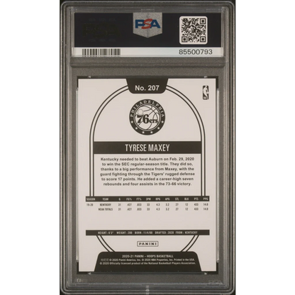 Graded PSA 10 2020-21 Panini NBA Hoops Tyrese Maxey Purple Rookie Card