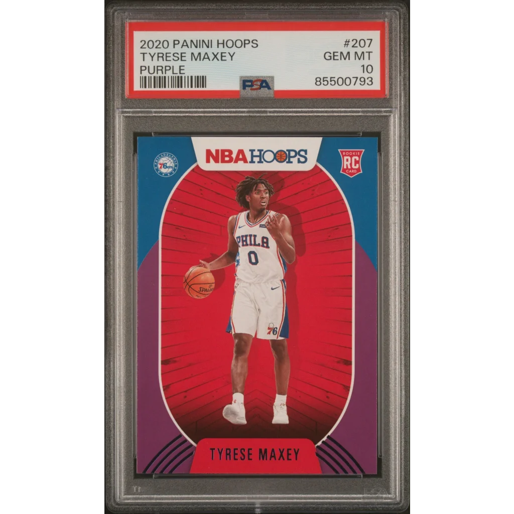 Graded PSA 10 2020 Panini Hoops Tyrese Maxey Purple Rookie Card