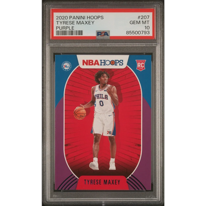 Graded PSA 10 2020 Panini Hoops Tyrese Maxey Purple Rookie Card