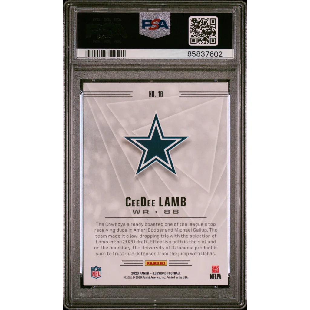 Graded PSA 10 2020 Panini Illusions CeeDee Lamb Rookie Card Slabbed