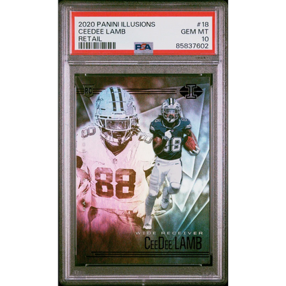 Graded PSA 10 Gem Mint 2020 Panini Illusions CeeDee Lamb #18 Rookie Card