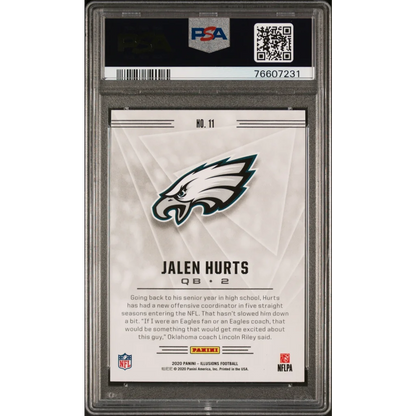 Graded 2020 Panini Illusions Jalen Hurts #11 Retail Rookie RC Football Card PSA 10 Gem Mint | PSA 10 Gem Mint Graded Rookie Card | vintageantiquesgifts.com