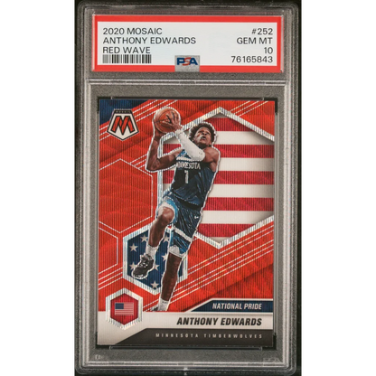 Graded PSA 10 2020 Panini Mosaic Anthony Edwards Red Wave Rookie Card