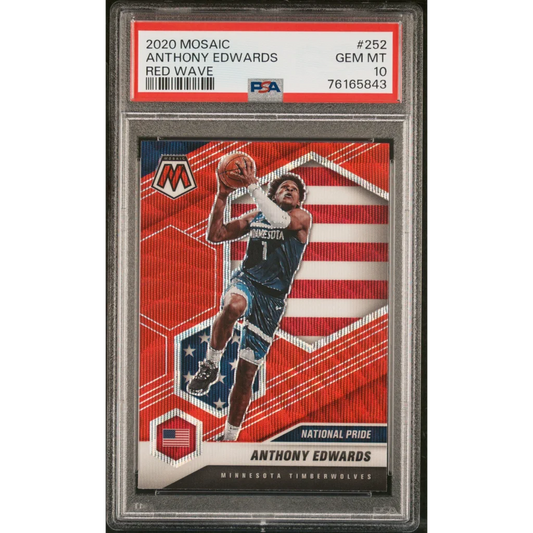 Graded 2020 Panini Mosaic Anthony Edwards #252 Red Wave Rookie RC Basketball Card PSA 10 Gem Mint | Hall of Fame Sports Memorabilia | vintageantiquesgifts.com