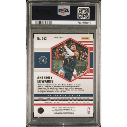 PSA Graded Anthony Edwards Red Wave Rookie Card 2020 Panini Mosaic basketball card