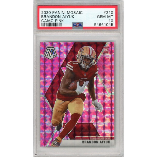 PSA 10 graded 2020 Brandon Aiyuk Panini Mosaic Camo Pink football card