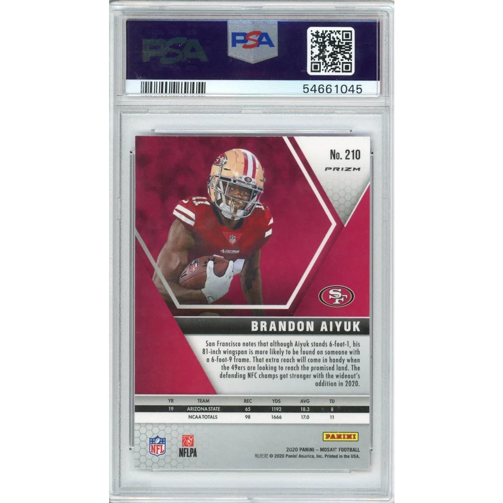 Graded PSA 10 Brandon Aiyuk 2020 Panini Mosaic Camo Pink Rookie Card image