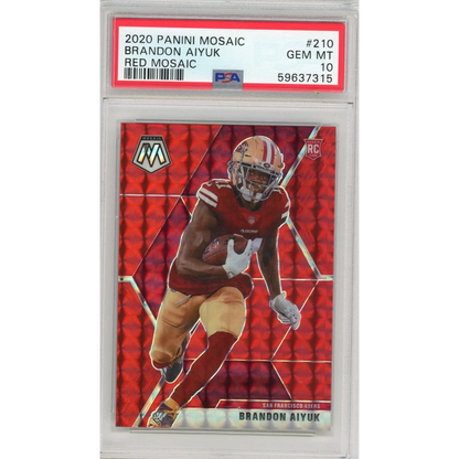 Graded 2020 Panini Mosaic Brandon Aiyuk #210 Red Mosaic Rookie RC Football Card PSA 10 Gem Mint | Hall of Fame Sports Memorabilia | vintageantiquesgifts.com