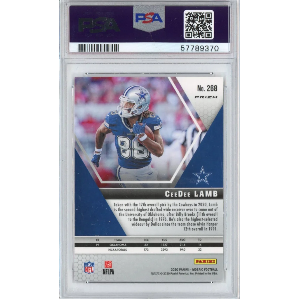 PSA 10 CeeDee Lamb 2020 Panini Prizm Reactive Green Rookie Card image