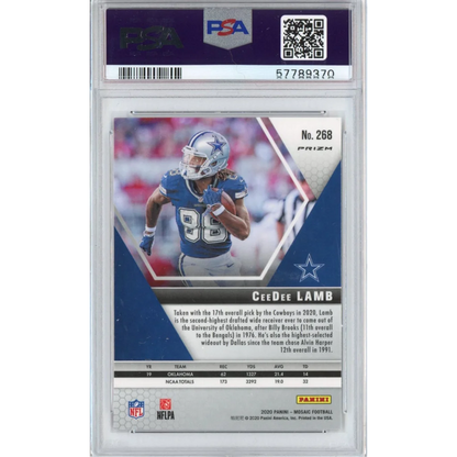 PSA 10 CeeDee Lamb 2020 Panini Prizm Reactive Green Rookie Card image