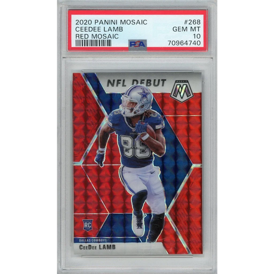 CeeDee Lamb 2020 Panini Mosaic Red Mosaic Card PSA 10 from Professional Sports Authenticator