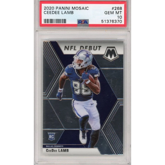 2020 Panini Mosaic CeeDee Lamb NFL Debut Rookie Card PSA Gem Mint 10
