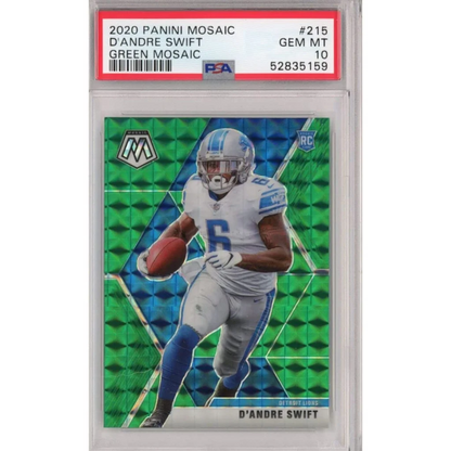 PSA 10 DAndre Swift Green Mosaic Prizm Rookie Card Gem Mint football card