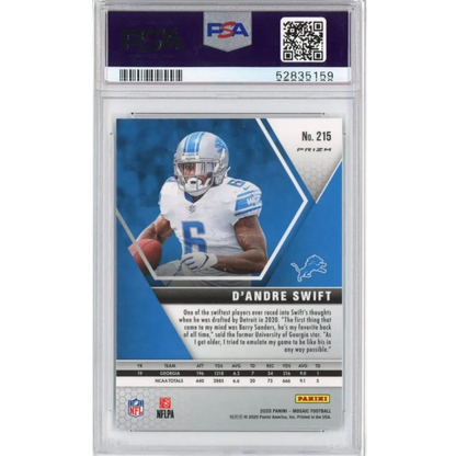 Graded DAndre Swift Prizm football card in PSA 10 Green Mosaic Rookie Card Gem Mint style