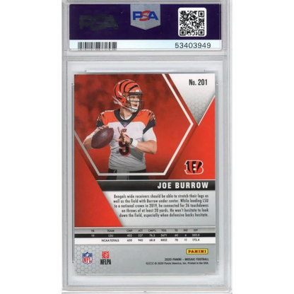 Graded 2020 Panini Mosaic Joe Burrow #201 Rookie RC Football Card PSA 10 Gem Mint | PSA 10 Gem Mint Graded Rookie Card | vintageantiquesgifts.com