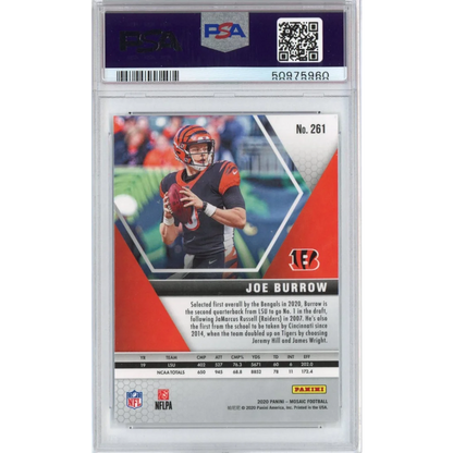 PSA graded Joe Burrow 2020 Panini Mosaic NFL Debut Rookie Card football card