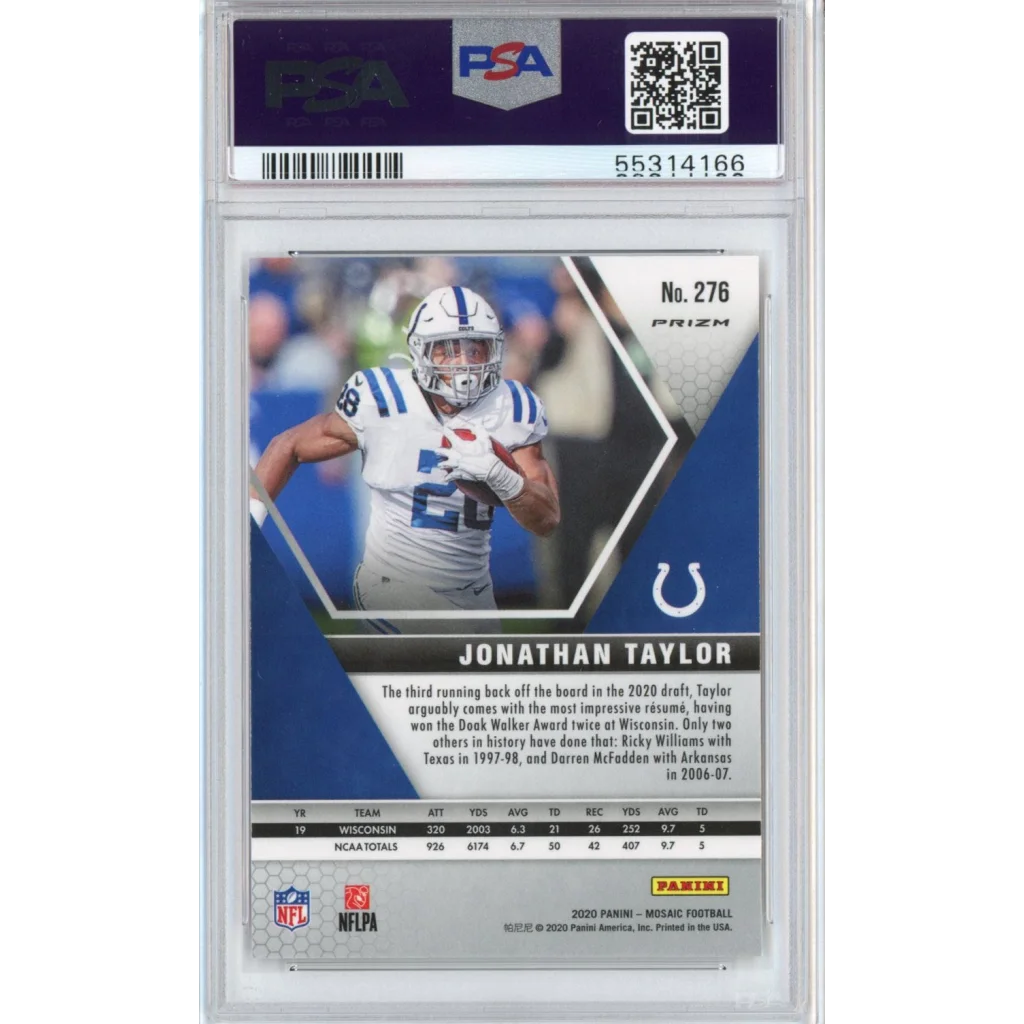 PSA Grade Jonathan Taylor Panini Mosaic Reactive Blue Rookie Card for collectors