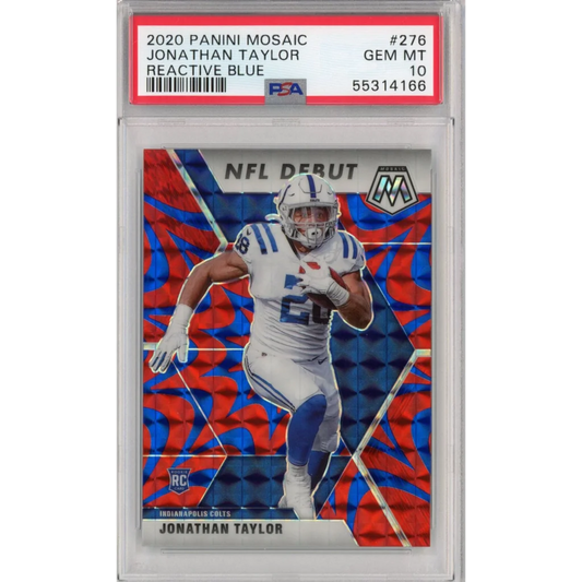 PSA Grade Jonathan Taylor Panini Mosaic Reactive Blue Rookie Card for collectors
