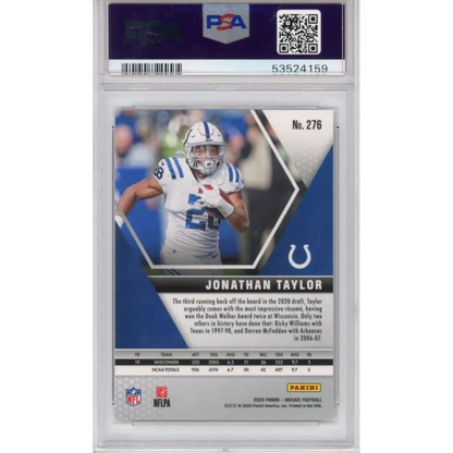 PSA graded Jonathan Taylor 2020 Panini Mosaic rookie card from professional sports authenticator