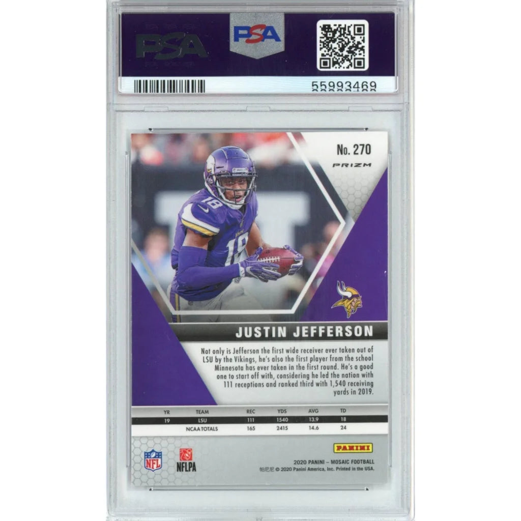 Justin Jefferson 2020 Panini Mosaic Rookie Football Card PSA Graded Orange