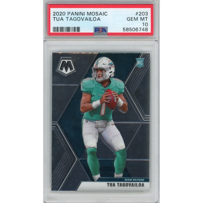 Graded 2020 Panini Mosaic Tua Tagovailoa #203 Rookie RC Football Card PSA 10 Gem Mint | Hall of Fame Sports Memorabilia | vintageantiquesgifts.com