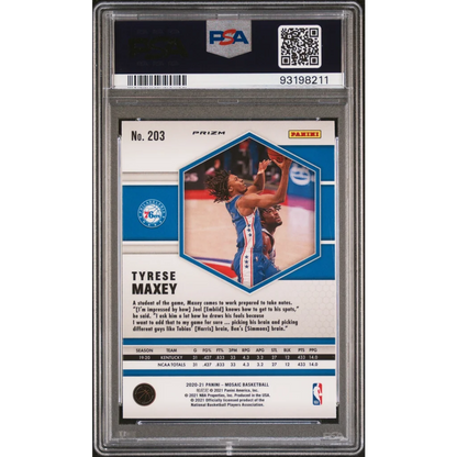 Graded 2020 Panini Mosaic Tyrese Maxey #203 Green Mosaic Rookie RC Basketball Card PSA 10 Gem Mint | PSA 10 Gem Mint Graded Rookie Card | vintageantiquesgifts.com